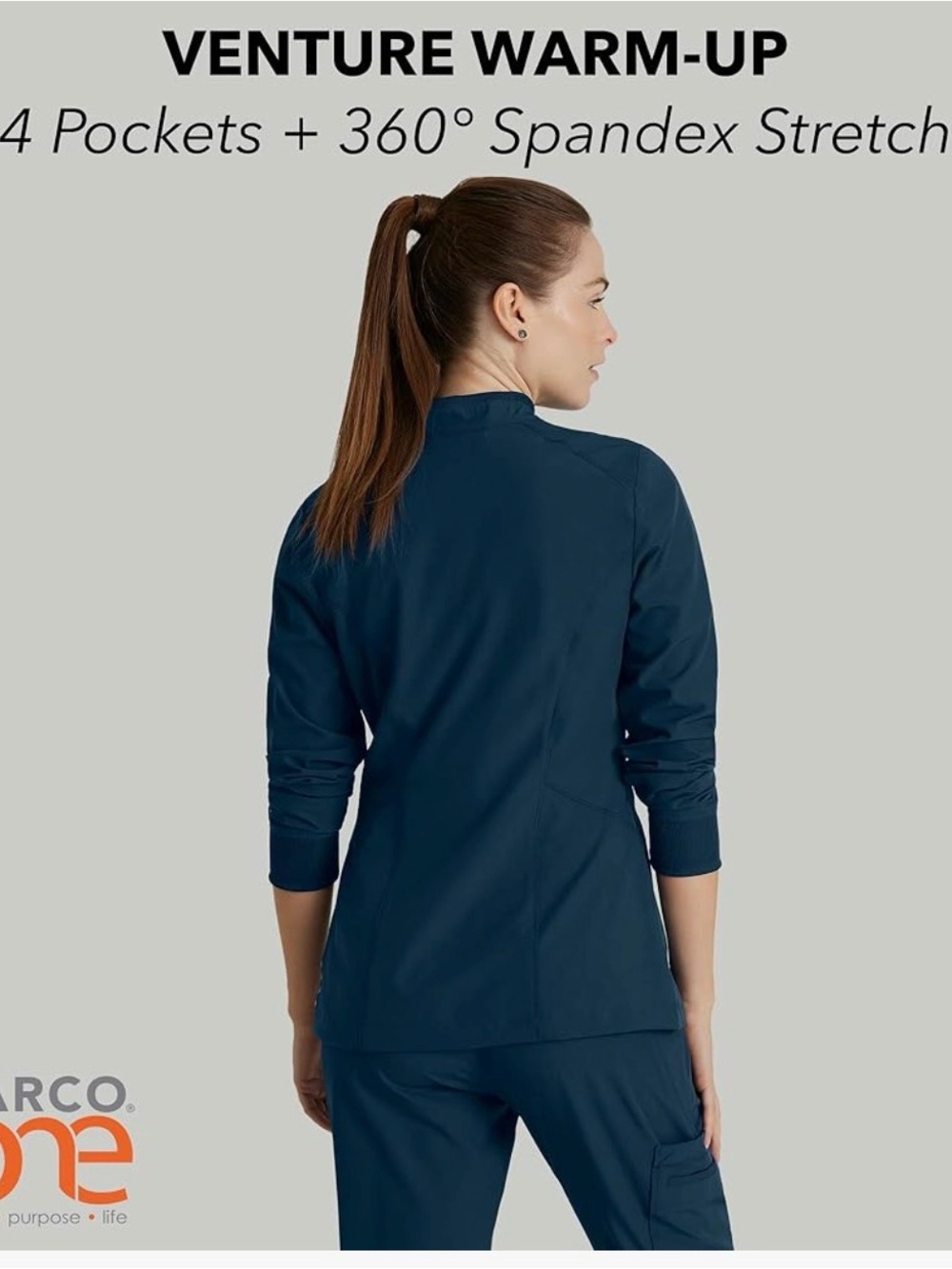 Women’s Navy Utility Zip Jacket - Picture 2 of 4